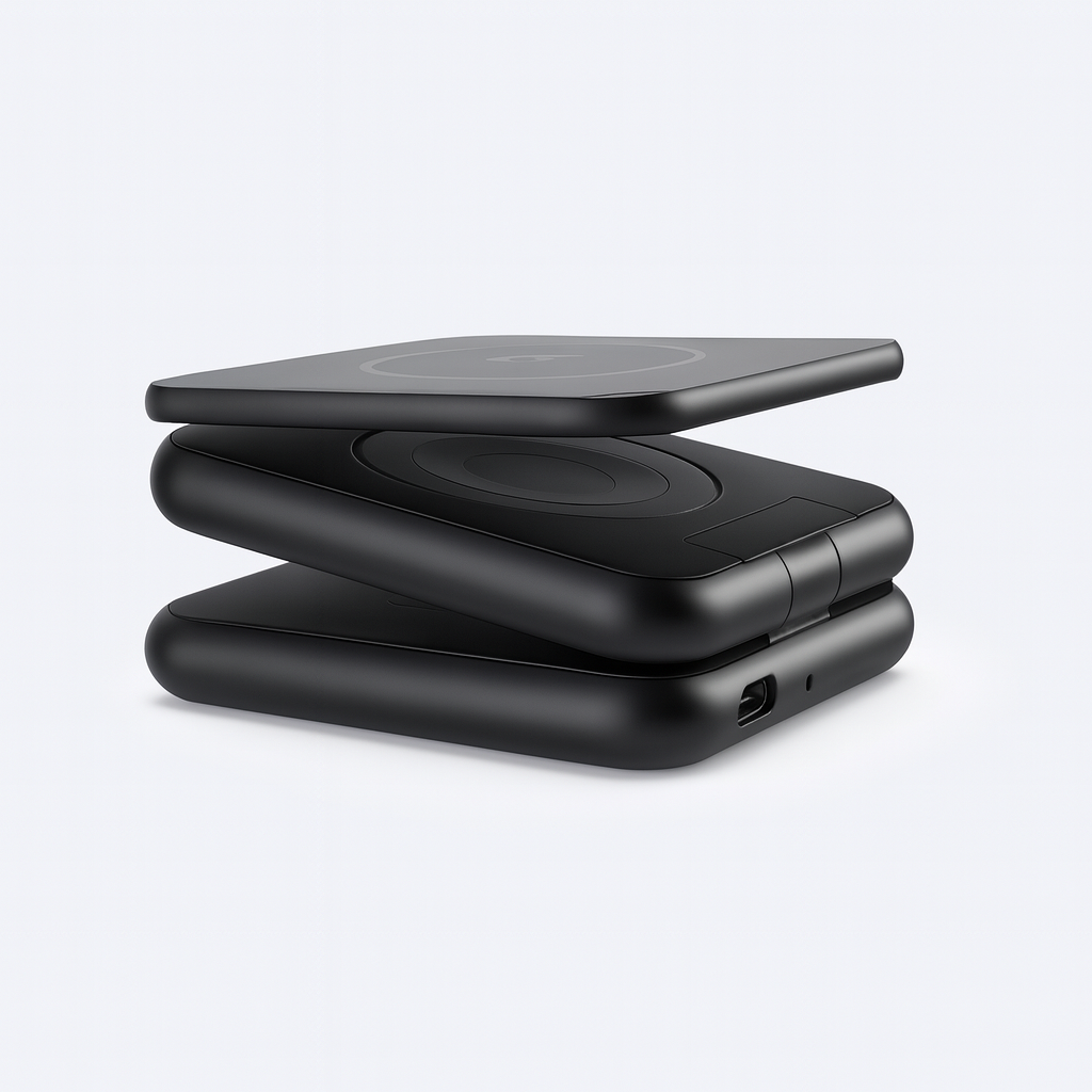 Novexa™ Manyetik 3-ü-1 Kablosuz Şarj Standı – iPhone, Apple Watch & AirPods Uyumlu