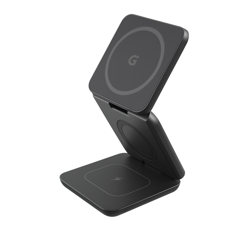 Novexa™ Manyetik 3-ü-1 Kablosuz Şarj Standı – iPhone, Apple Watch & AirPods Uyumlu